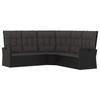 Corner Sofa - Reclining - Black - Woven Resin - Adjustable Backrest - Removable Cushions