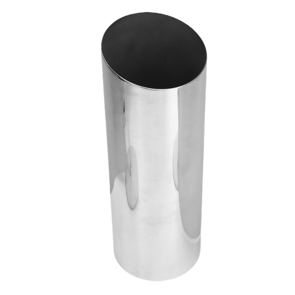 Cylinder Vase Silver Color Stainless Steel Slant Mouth Modern Flower Vase for Desktop Ornament