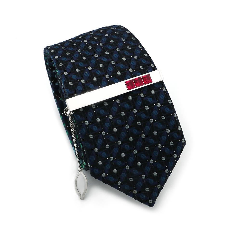 Pure Copper Red & Blue Crystal Double-Layer Electroplated Tie Clip