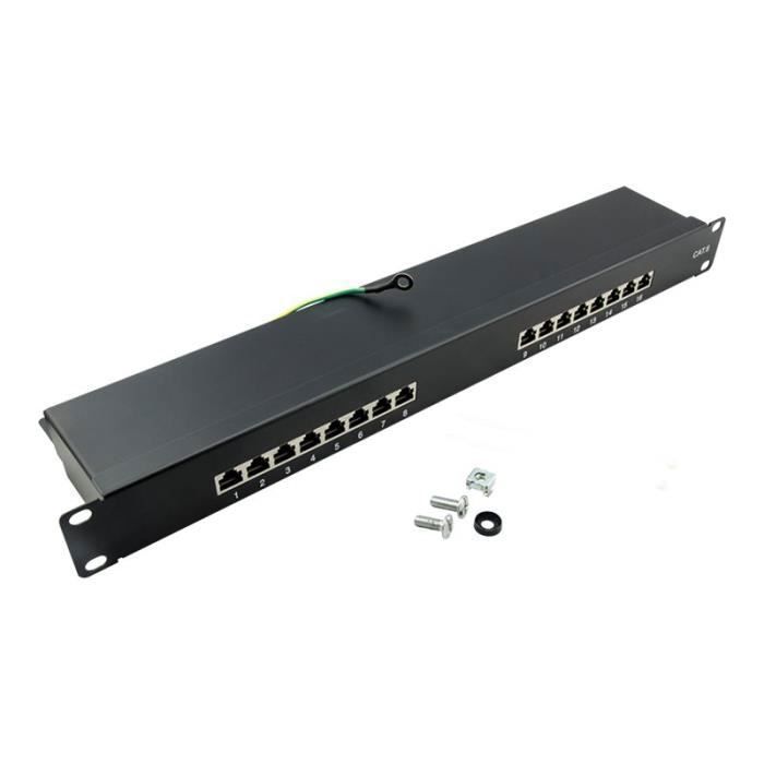 LogiLink EconLine Tableau De Connexions Montable Sur Rack RJ-45 X 16 Noir, RAL 9005 1U 19"