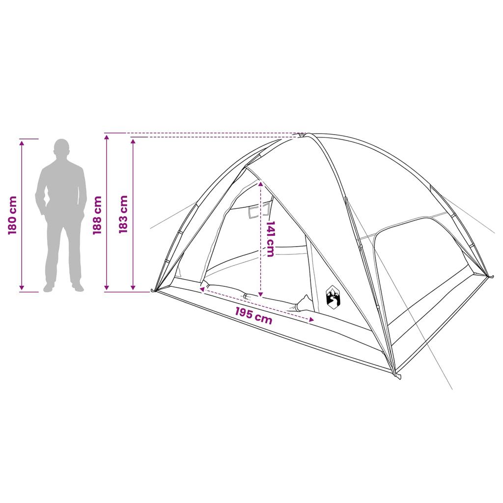 Camping Tent with Rainfly Waterproof Dome Olive Green