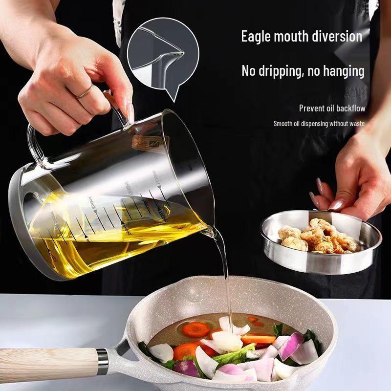 Large Capacity High Borosilicate Glass Oil Pot with Filter Screen - Ideal for Frying and Filtering Chinese Medicine and Soy Milk