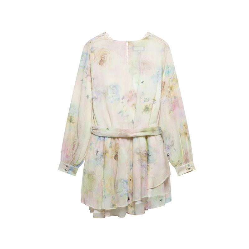 TAOP&ZA Summer Women's Elegant Print Tie Irregular Dress