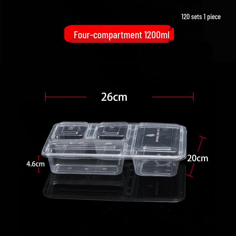 Zebian 4-Compartment Disposable PP Meal Prep Containers