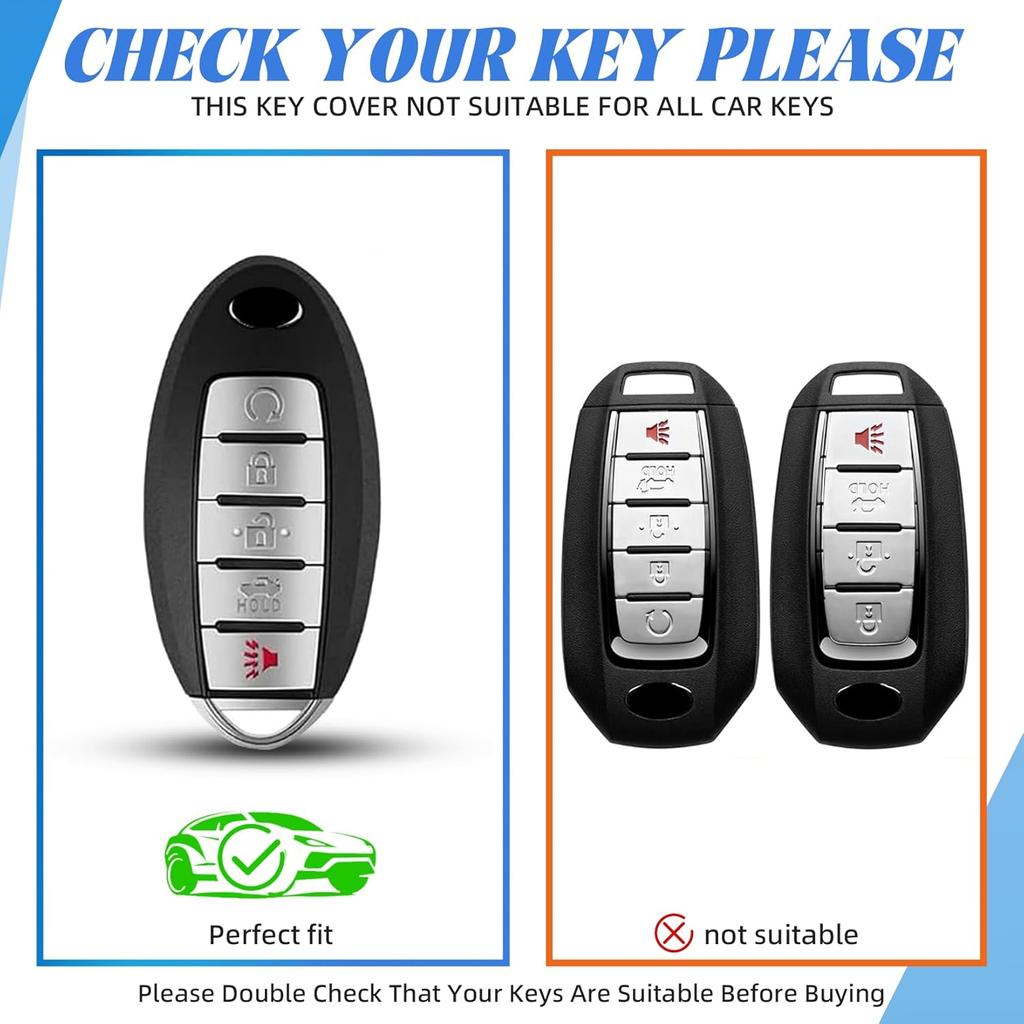 for Nissan 4/5 Button Key Fob Cover, Premium Soft TPU Full Protection Key Case for Altima Rogue Sentra Maxima (5-Button-red)