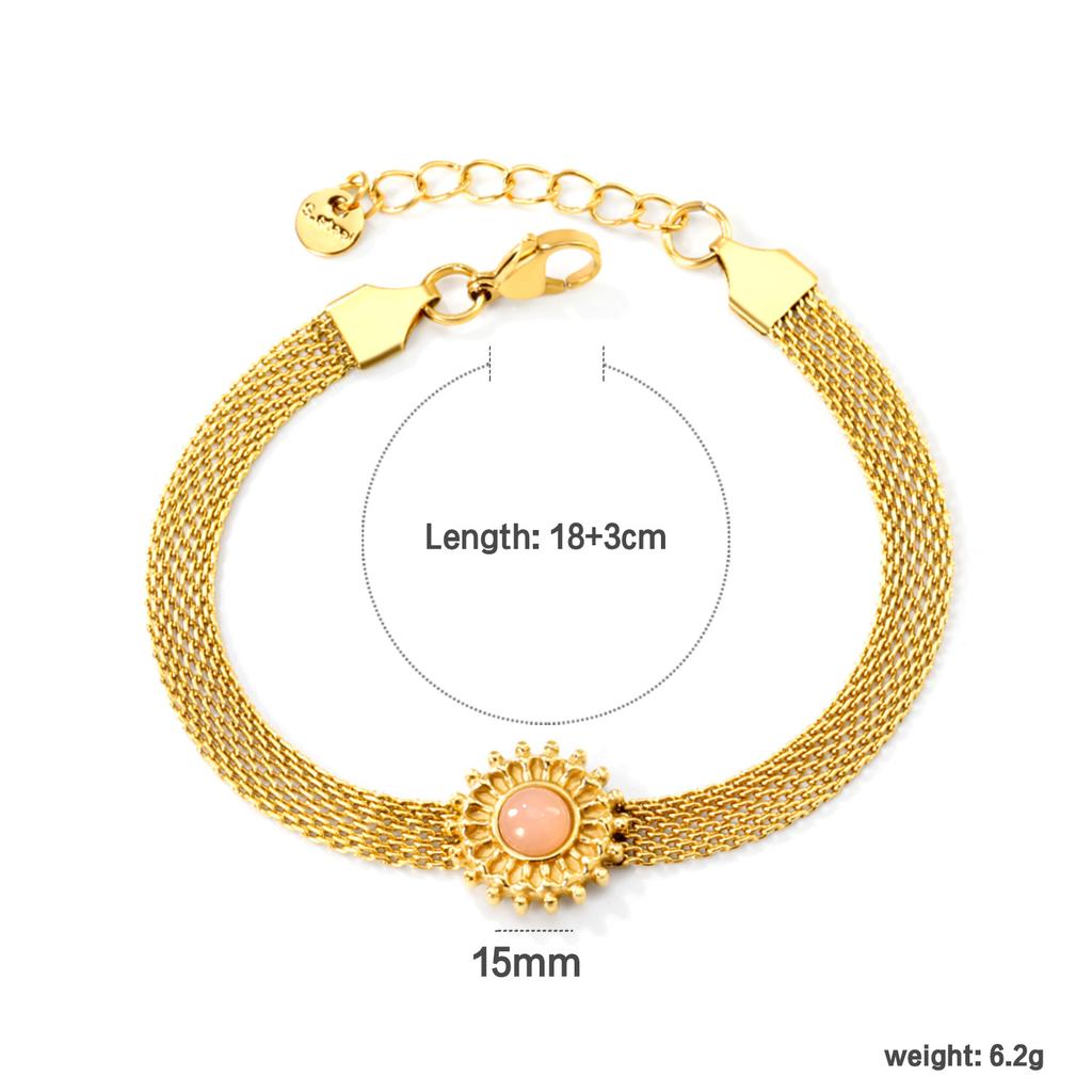 Luxury Chic Cat Eye Stone Mesh Chain Bracelet Fashion Trendy Metal Jewelry for Women