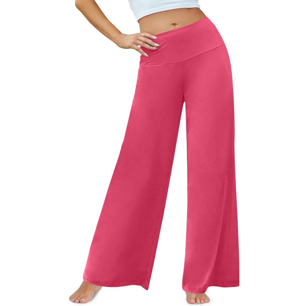 Lässige Hose mit weitem Bein für Damen, hohe Taille, elastisch, bequeme Hose