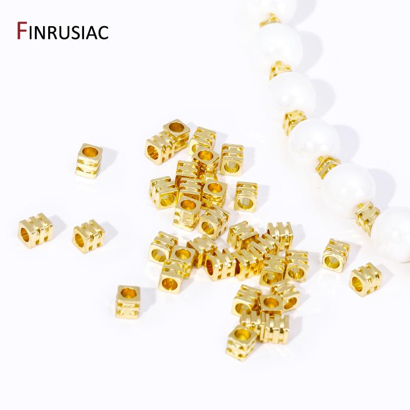Trendy 3mm Separator Beads 18K Gold Plated Brass Cube Spacer Beads Loose Beads For DIY Bracelet Necklace Making Accessories
