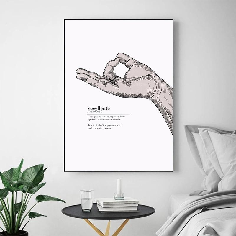Italské tisky Vintage gesto držení za ruce Plakát Malba na plátně Italský mem Vtipné obrazy na zeď Domácí dekorace Dárek