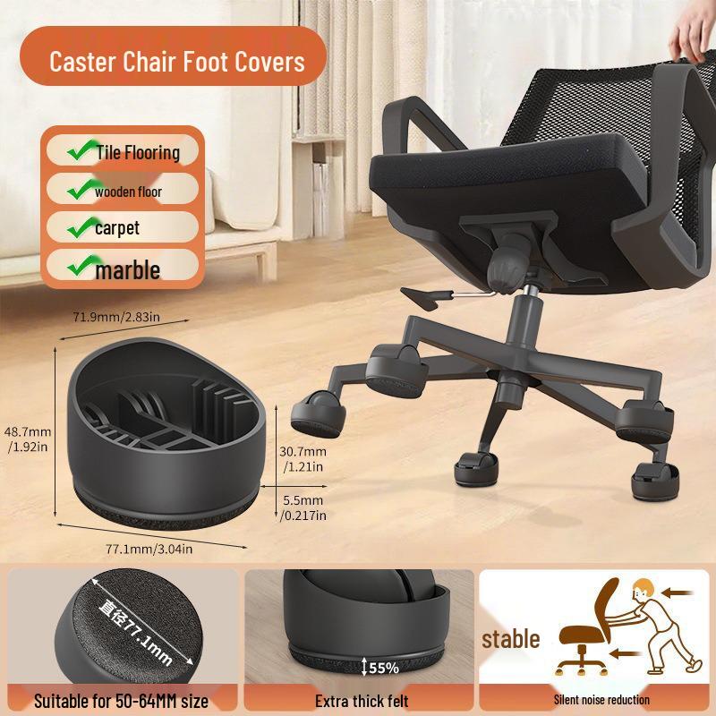No-Install Chair Leg Covers: Anti-Slip Wheel Protectors & Foot Pads for Office and Gaming Chairs