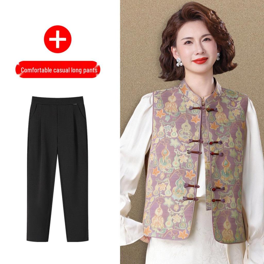 Stylish 2026 Spring & Autumn Vest for Middle-Aged and Elderly Women - Chinese Style