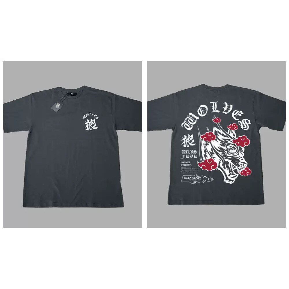 New DARCSPORT Wolf Head Bushido Short Sleeve Men's and Women's Oversized Yk2 American Sports and Leisure Loose Printed Cotton T-shirt
