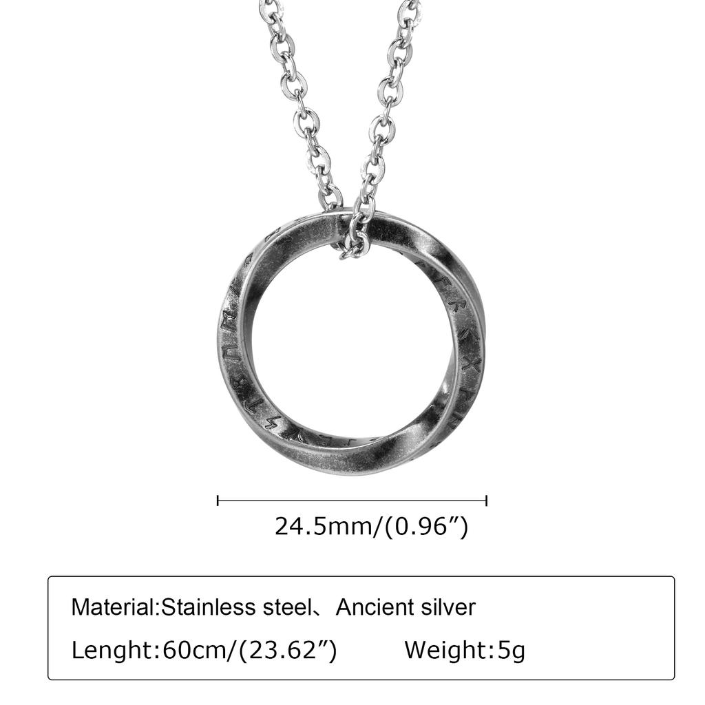 New Stylish Norse Viking Necklaces for Men,Waterproof Stainless Steel Mobius Round Pendant Collar,Gifts for Him Jewelry