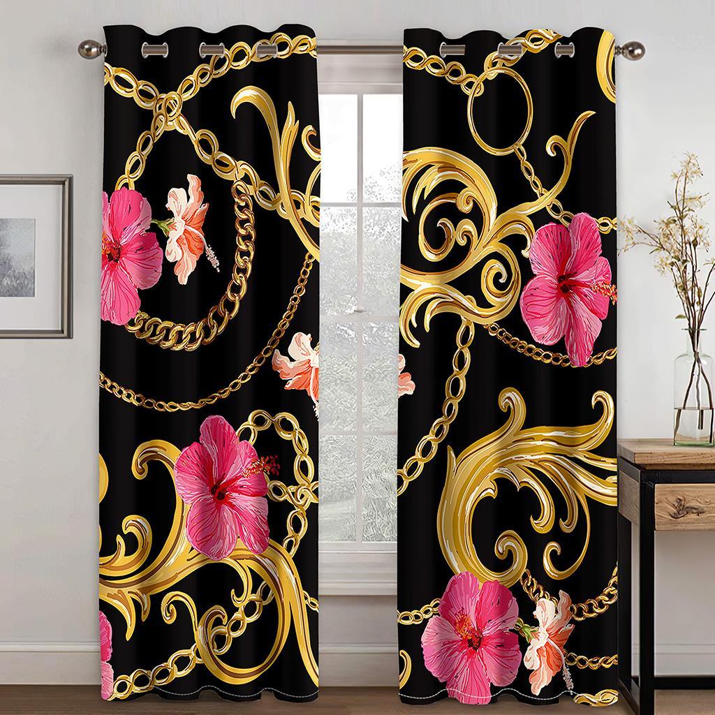 European Modern Black Gold Leopard Print Series Sunshade Curtains Deluxe Living Room Bedroom Home Decoration Thin Custom Curtain