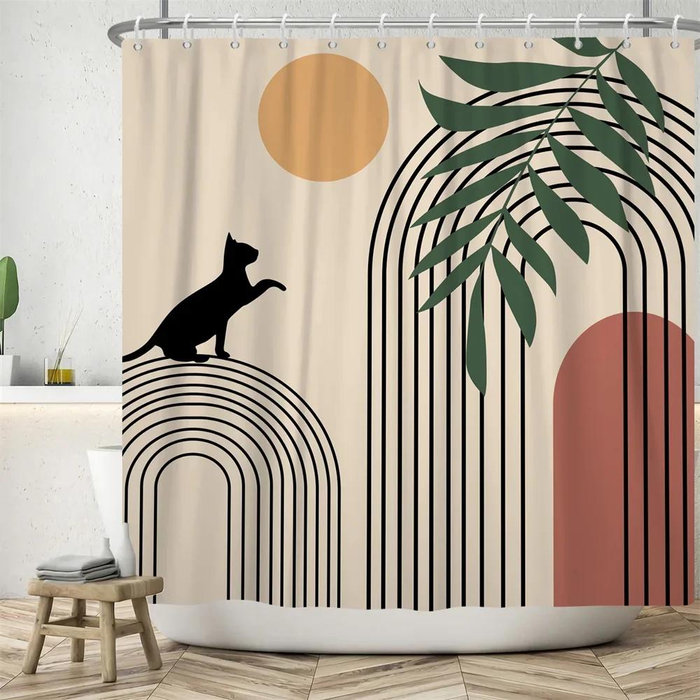 Vibrant Sunburst Print Water-resistant Shower Curtain with Bold Colors and Dynamic Design for Energetic Bathroom Decor
