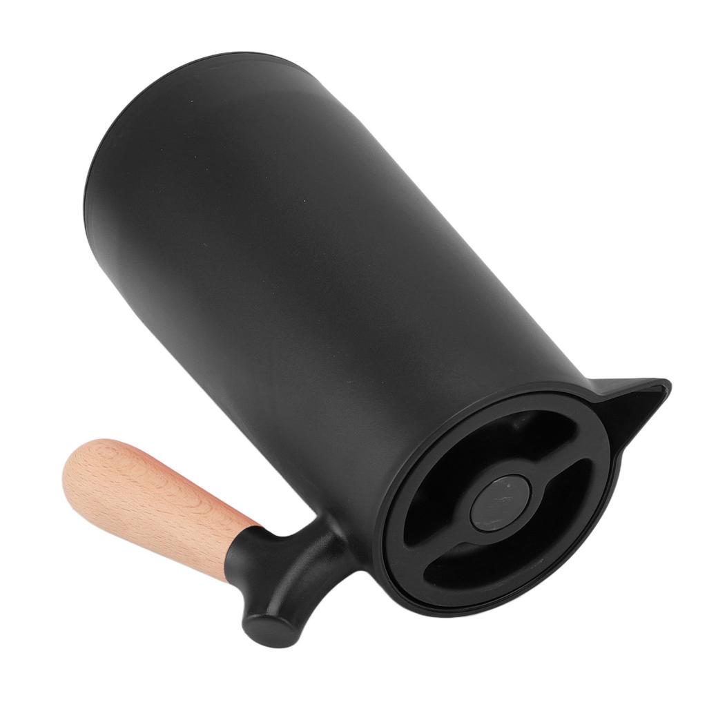 1L Thermal Coffee Carafe 12h Insulation Olecranon Water Outlet Thermal Bottle with Wooden Handle
