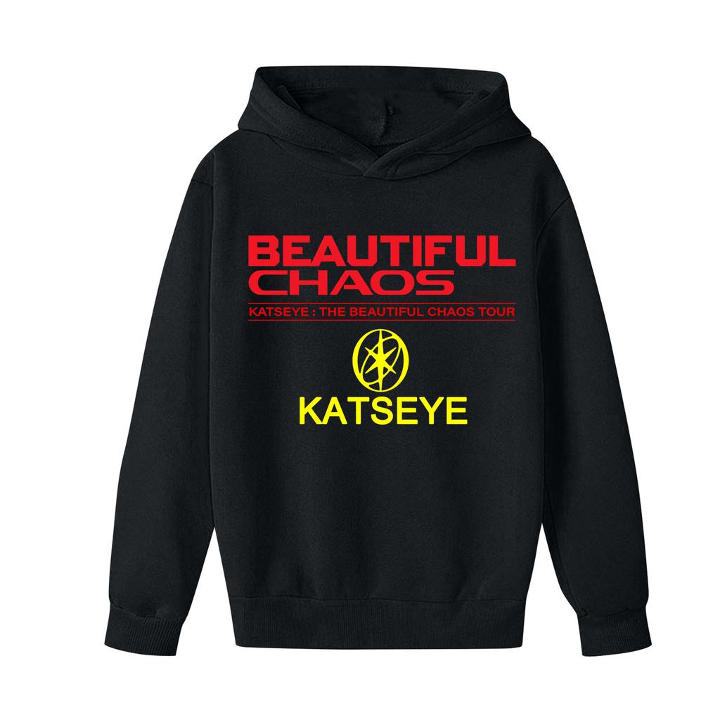 Kids' Long Sleeve Loose Pullover Letter Print Drawstring Hooded Sweatshirt