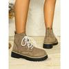 Round Toe Booties 2025 Winter New Lace-up British Style Plus Size Platform Martin Boots for Women