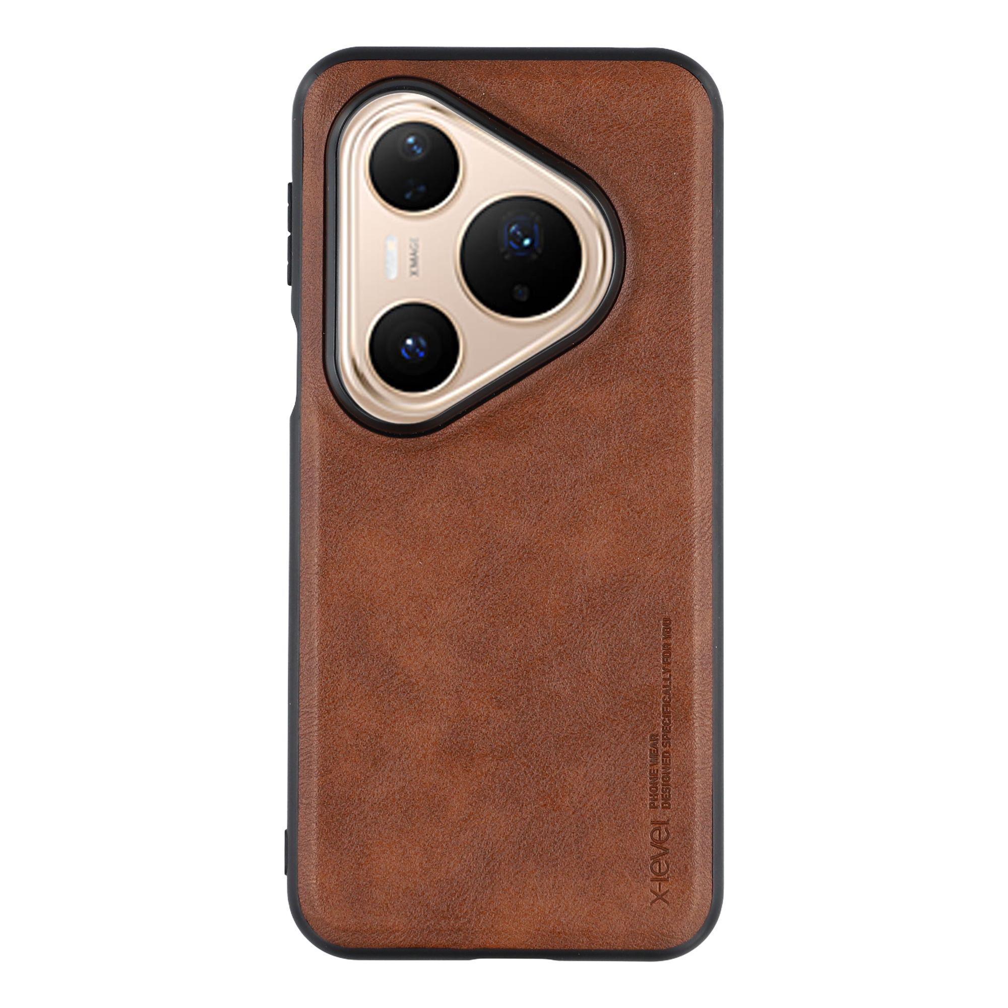 

X-LEVEL Bojue-3 Series For Huawei Pura 80 Ultra Case Leather Coated PC+TPU Phone Back Cover Brown