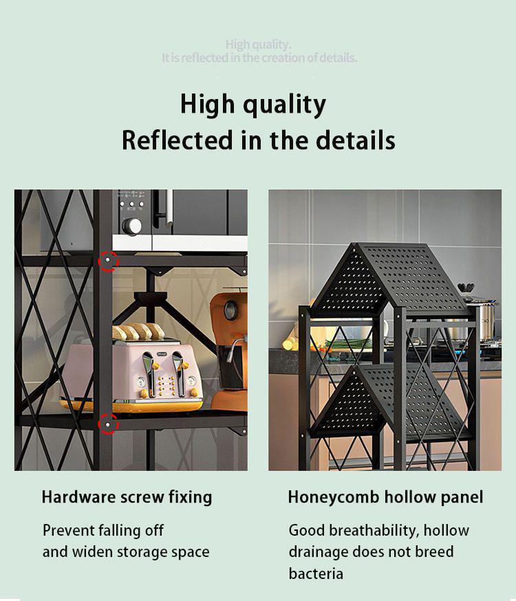 Kitchen Storage Rack Multi-layer Folding Storage Rack Portable Household Movable Wheeled Small Cart Bookshelf Oven Moving Shelve