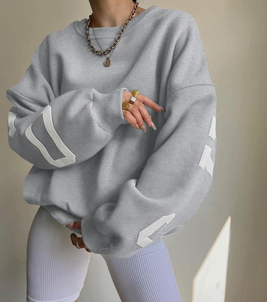 Casual Fashion Letter Print Thick Pullover Sweatshirt For Women Winter 2022