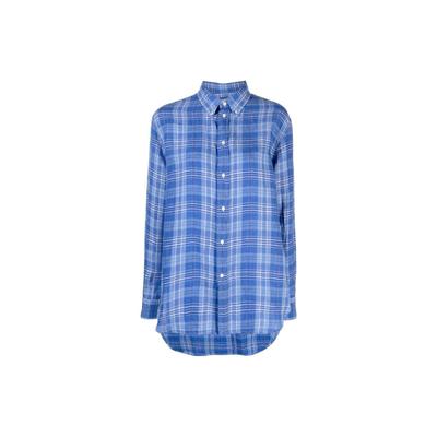 Polo SS23 Camisa de Manga Larga Bloque de Color a Cuadros Mujer camisas Azul 211892369-002