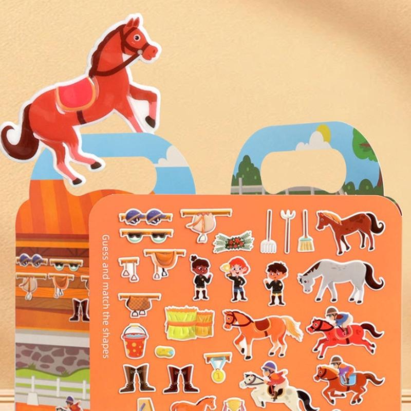 Children Diy Sticker Book Bubble Scene Sticker Jelly Paste Toy Kids Portable Reusable Quiet Busy Paste A Book