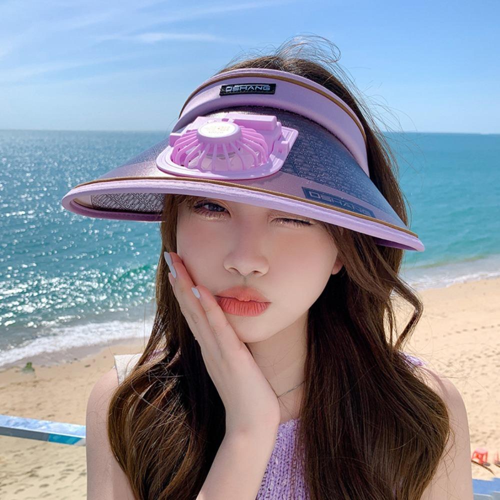 

UV Protection Large Brim Fishing Hat Summer Visor Fan Cycling Hat Sunscreen Hat Empty Top Sun Hat
