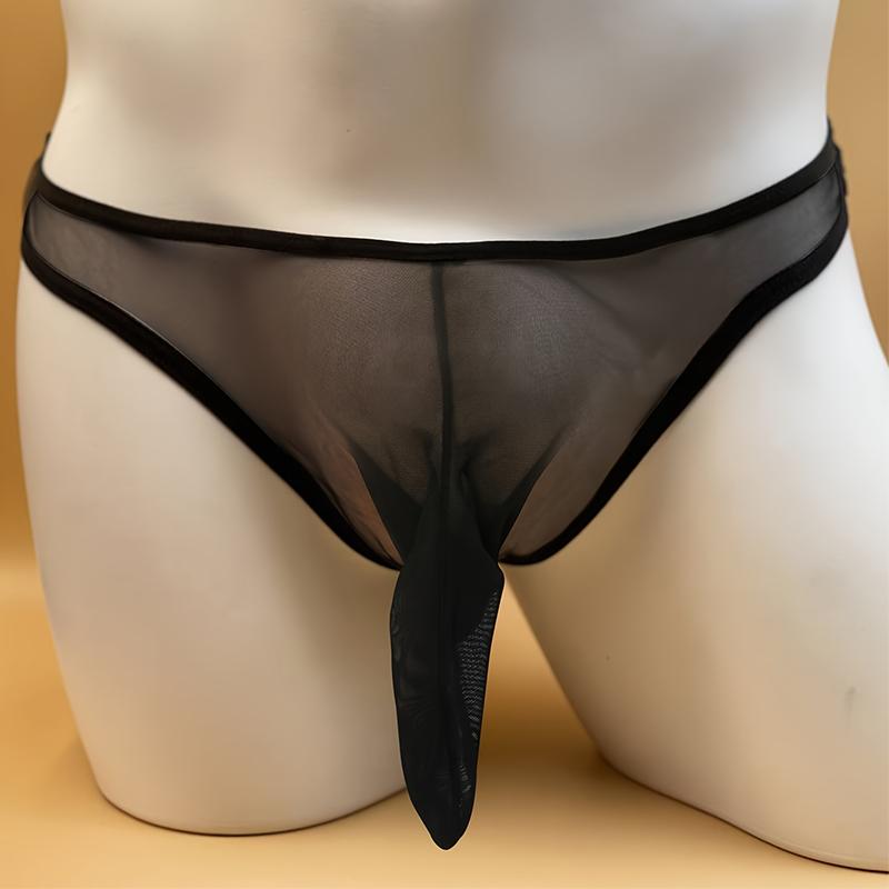 Varsbaby Men's Black Semi-Transparent Sexy Thin Briefs
