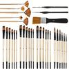 Art Oil Paint Brush 32 Pieces Set Nylon Hair Wooden Brush Hand Painted Wall Painting Watercolor Acrylic Paint Brush  School