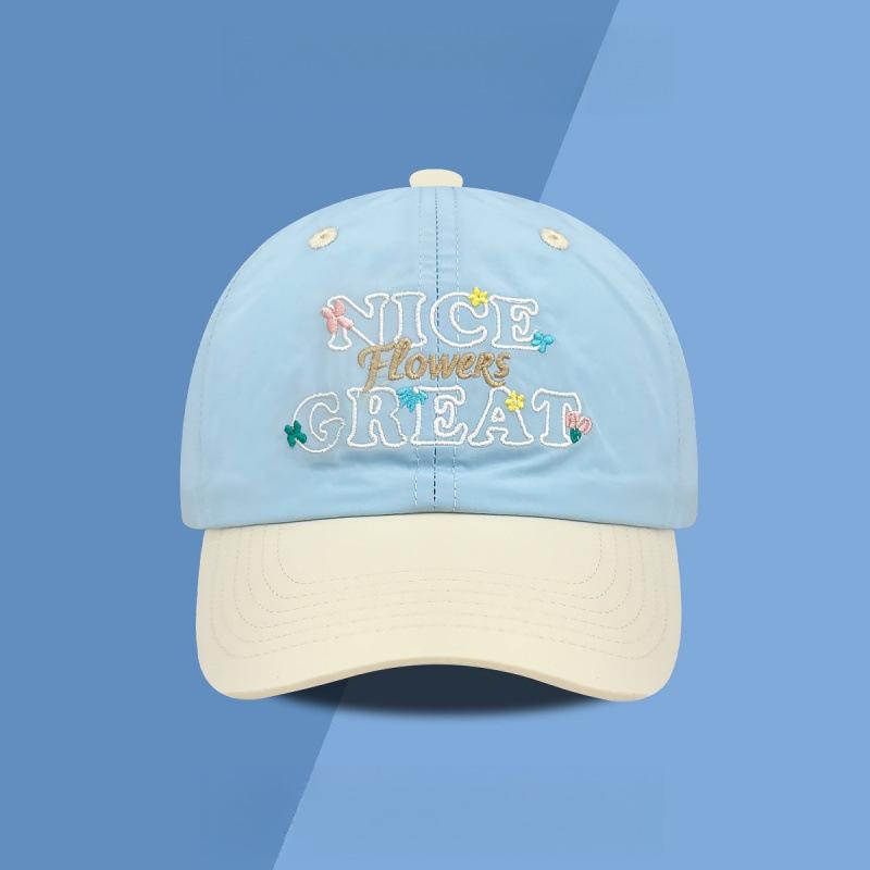 Small Fresh Dopamine Contrasting Letters Embroidery Baseball Hat Men'S And Women'S Caps Show Face Small Sun Protection