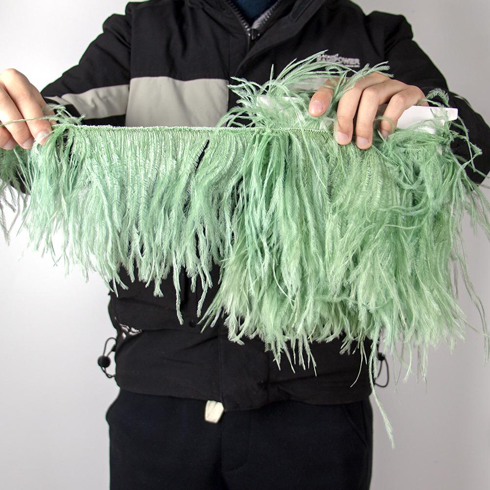 Feather1Meter White Ostrich Feathers Trim Fringe 10-15/15-18/18-22cm Plumes Ribbon For Wedding Crafts Dress Sewing  Party Accessories