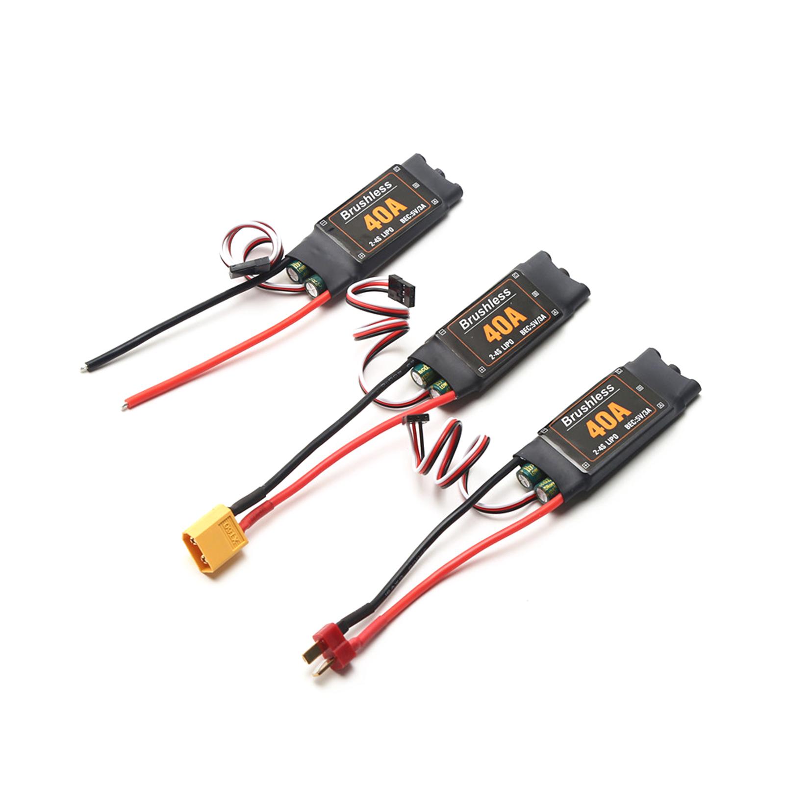 

40A Brushless ESC 2 4S Electronic Speed Controller XT60 Plug with 5V 3A BEC 3.5MM Banana Head for Airplane Aircraft чорний
