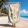 La Dolce Vita Retro Meeresfrüchte Print Strandtuch Vintage Sommerurlaub Schnelltrocknendes Handtuch