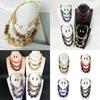 Layering Beaded Collarbone Necklace Set with Matching Earrings Fashionable Multi Strand Acrylic Jewelry For Women