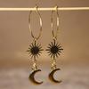 Gold Sun and Moon Earrings