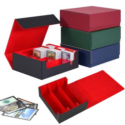 Trading Card Storage Box Can Hold 1800+ Single Decks Magnetic Closure PU Leather Card Box Games Collection Card Case Fun for All Ages