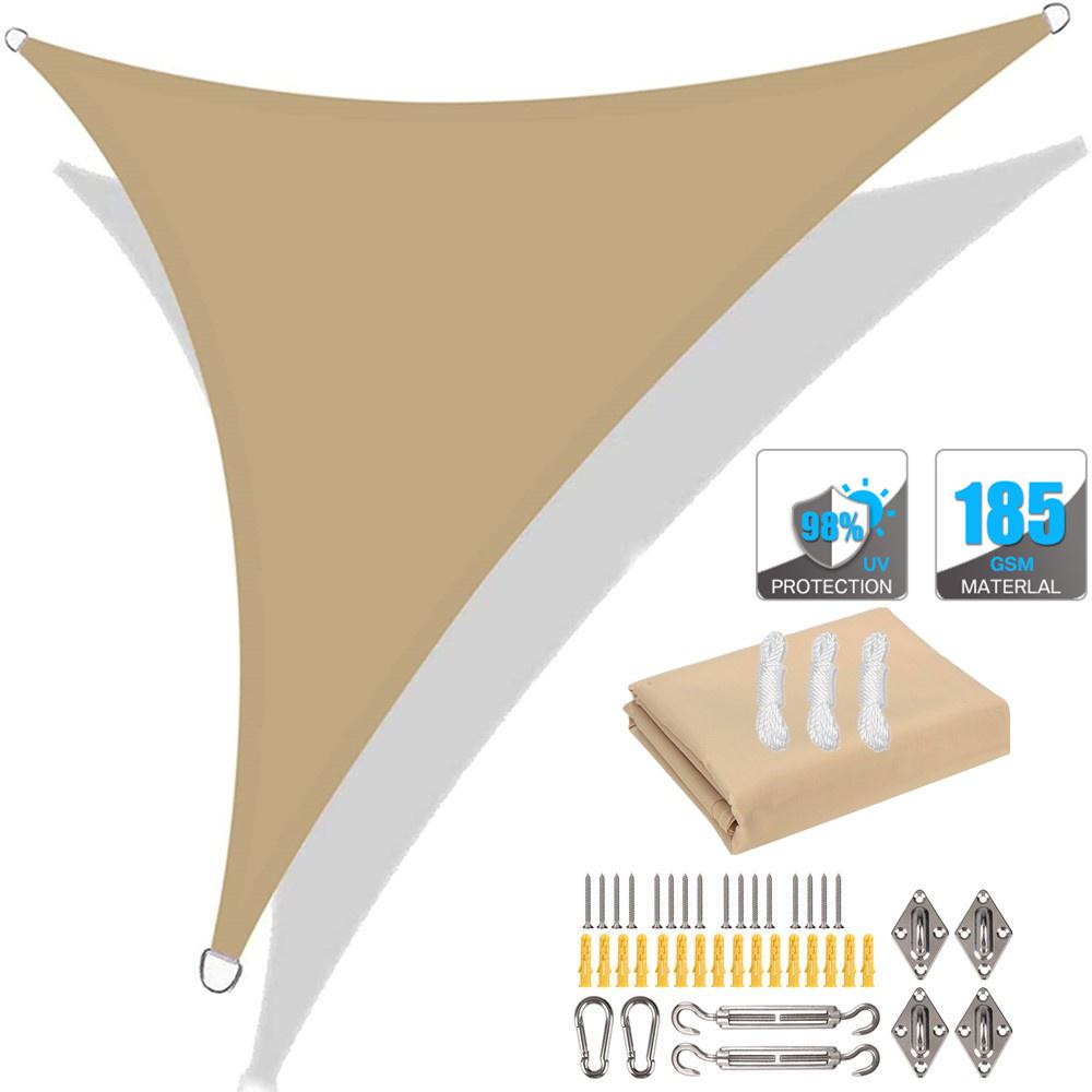 Triangle 2/3/3.6/5M Canopy with Fastening Ropes Premium Weatherproof Breathable Sun Shelter Sun Shade Sails Cloth Outdoor Awning