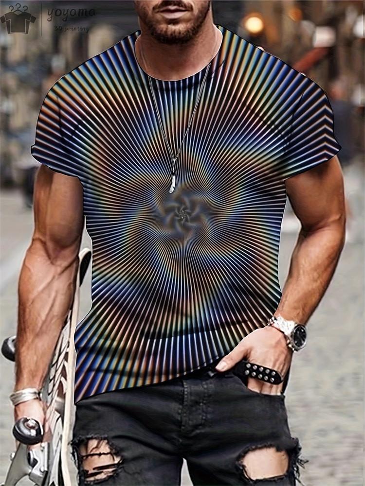 Unisex's 3d Printed Abstract Hip-hop Trend Visual Illusion Short Sleeved T-shirt Fashion Top Gradient Harajuku Street Clothing Tees
