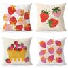 Strawberry Pattern Decorative Pillowcase Bedroom Living Room Square Cushion Pillowcase