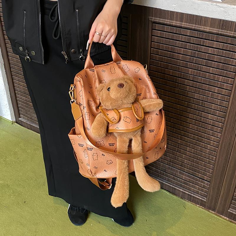 Premium Cute Bear Backpack Women's Large Capacity Commuter Student School Bag Niche Versatile Travel Backpack
