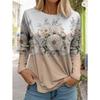 Ladies' Casual Long Sleeved T-shirt with Black and White Contrasting Pattern