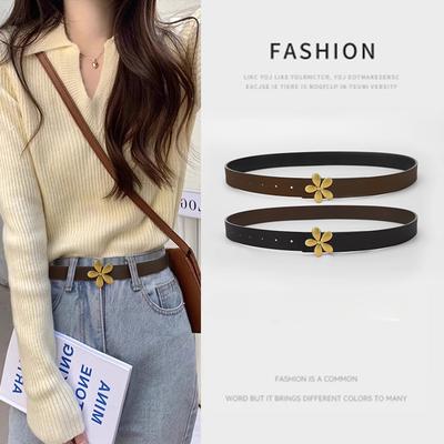 Damen Gürtel Glatte Schnalle Lässig und Modisch Schlichter Vielseitiger Gürtel Damen Dekorativ Kleid Rock Riemen Dünner Gürtel