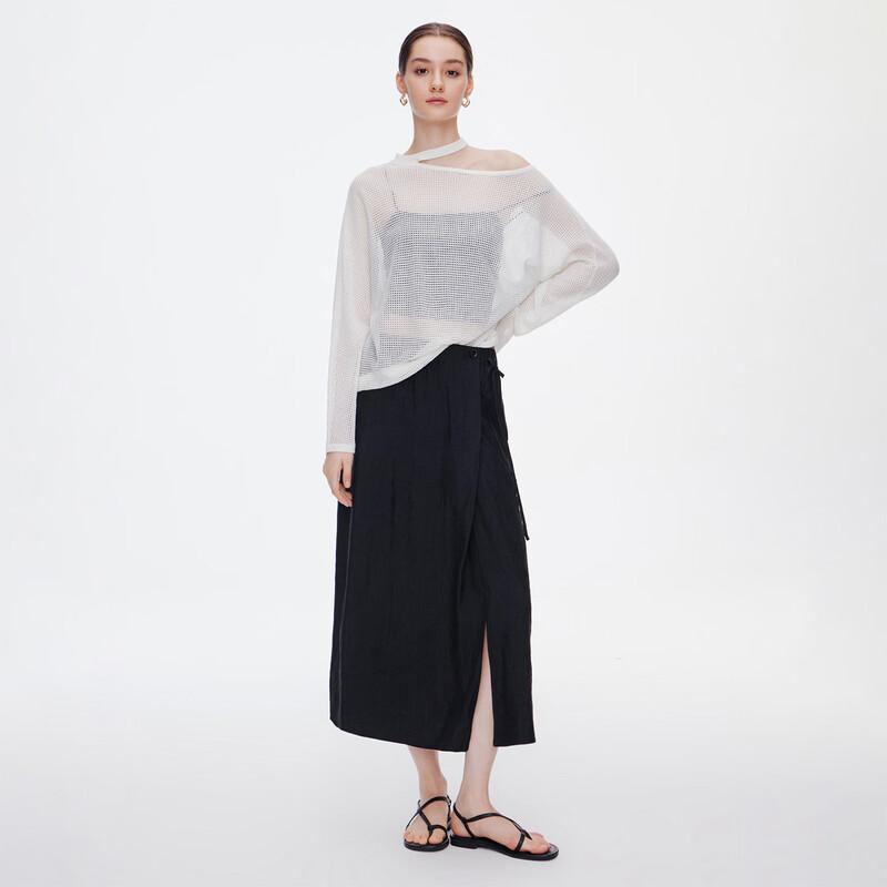 GIOVANNI VALENTINO Elegant Draped Acetate Slit Midi Skirt