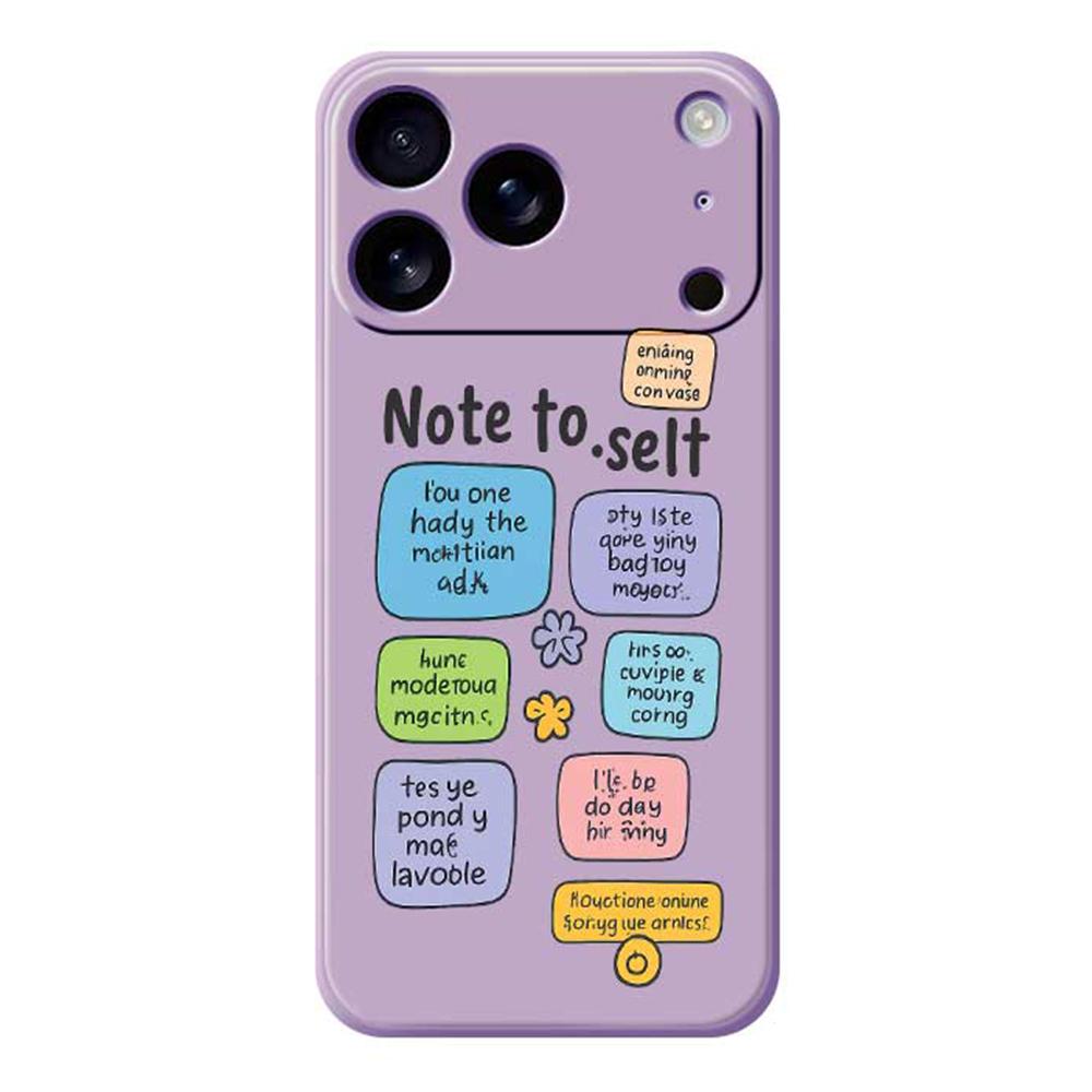 

For iPhone 17 Pro Max Case Colored Sticky Notes Pattern Printing Straight Edge TPU Phone Back Cover Purple
