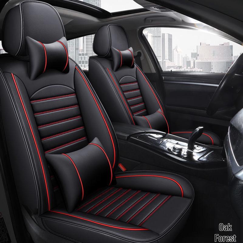 Four Seasons Universal Leather Car Seat Cover - Cool, Breathable & Comfortable, Full Surround Fit for Any Car Model