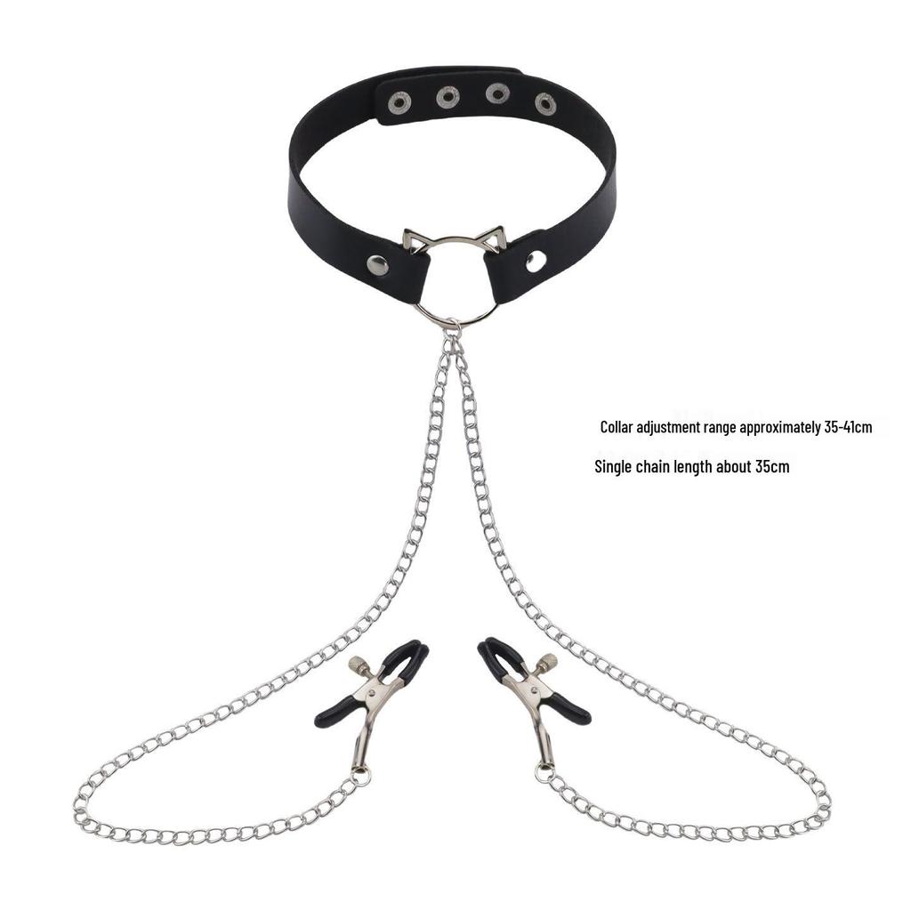 Elegant Choker with Nipple Clamps: Adult Training & Flirting Toy for Couples