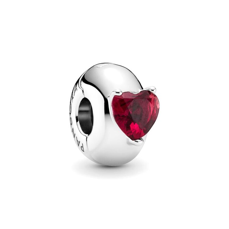 Pandora Moments Heart Clip Women Accessories Silver Glass 799203C01 Box
