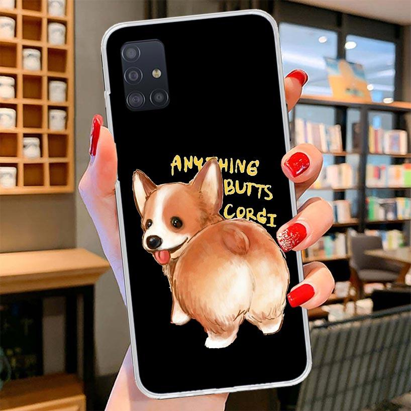 Cartoon Corgi Cute Dog Cover Phone Case For Samsung Galaxy A12 A22 A32 A52 A72 A02S Phone Case Note 20 Ultra 10 S10 Plus A51 A71