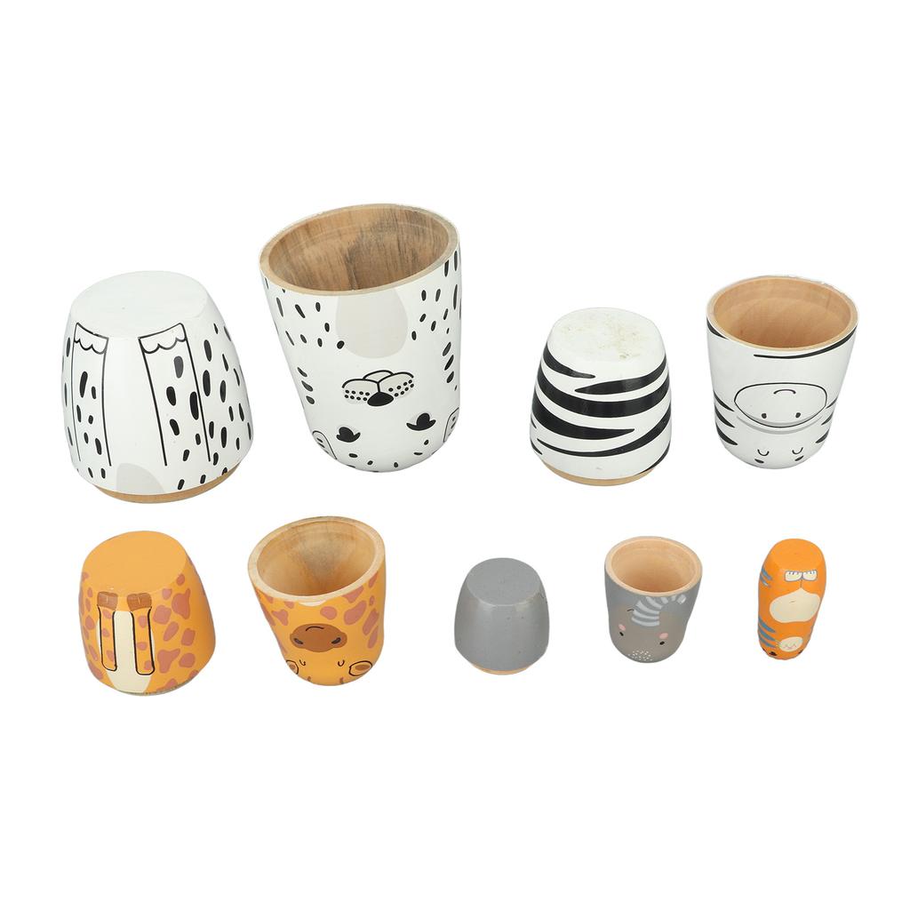 5Pcs Russian Nesting Dolls Hand Made Exquisite Wooden Animal Nesting Dolls for Christmas Gift House